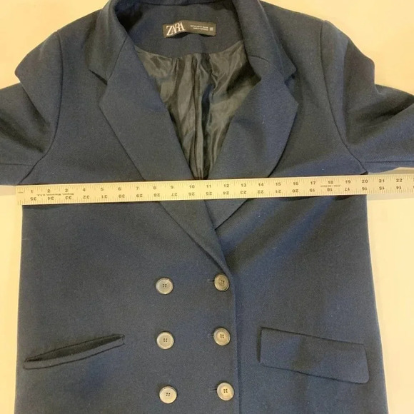 Zara Women's Wool Blend 3 Button Long Sleeve Notch Lapel Twill Jacket Size M - Picture 9 of 11